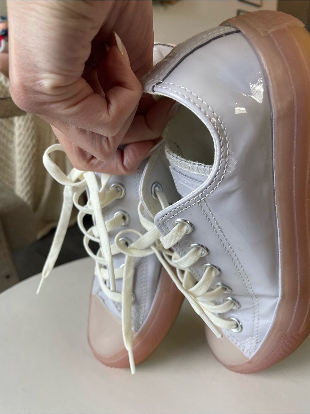 Classic Converse Low-Top Sneakers in Iridescent purple with Pink Gum Sole - Picture 6 of 7